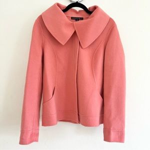 LAFAYETTE 148 Wide Spread Collar Wool Zippered Jacket, Coral Pink, Size 10